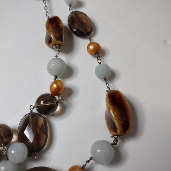 Multicolor Glass And Ceramic Bead Necklace - Picture 3 of 12